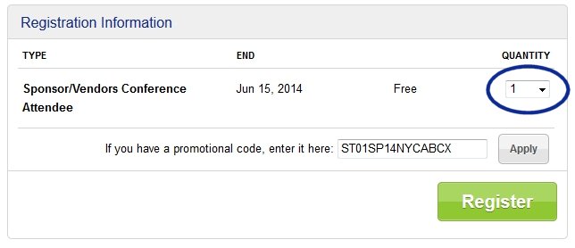 Quantity 1 Sponsor/Vendor Tickets